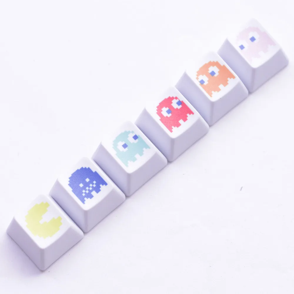 6 шт. PBT keycaps Pac-Man Patterns Combo Dye-Sublimation Cherry MX Key Caps Для Switches Механическая игровая