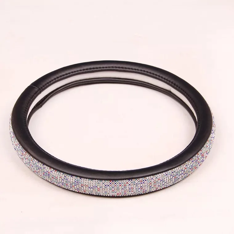 

Fashion Diamond Leather Car Steering Wheel Cover Crystal Rhinestone Universal 38cm Red Car Styling for Girls Women Accessories