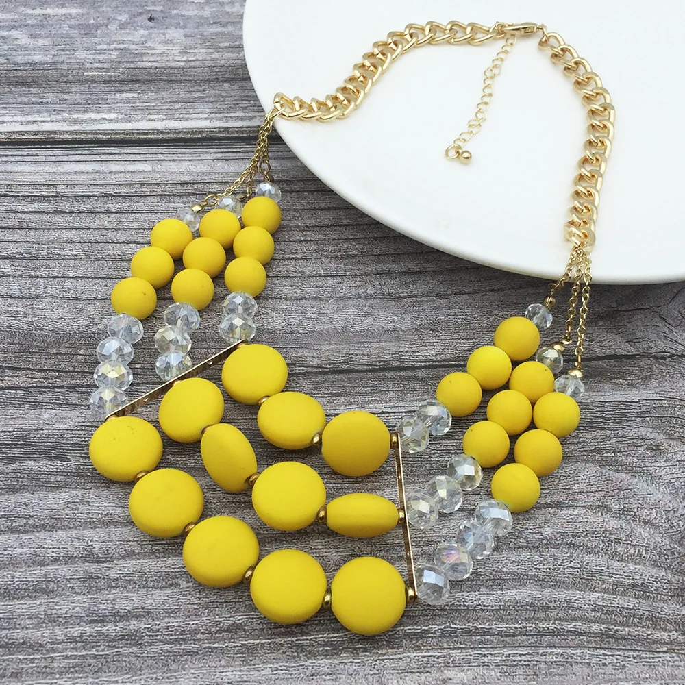 Модная Новая Элегантная желтая розовая черная инструкция акриловая бусина колье