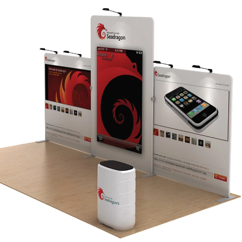 20 футовый портативный натягивающийся тканевый выставочный набор выставочных