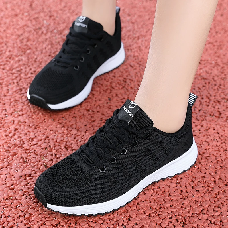 

2021 Sport Shoes Women Sneaker Light Casual Ladies Shoe Flats Lace-Up Mesh Breathable Female Zapatillas De Deporte Para Mujer