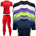 Мужская спортивная одежда для бега, спортивное термобелье для бега в тренажерном зале, компрессионные фитнесы, Рашгард для ММА, мужские быстросохнущие колготки, спортивный костюм
