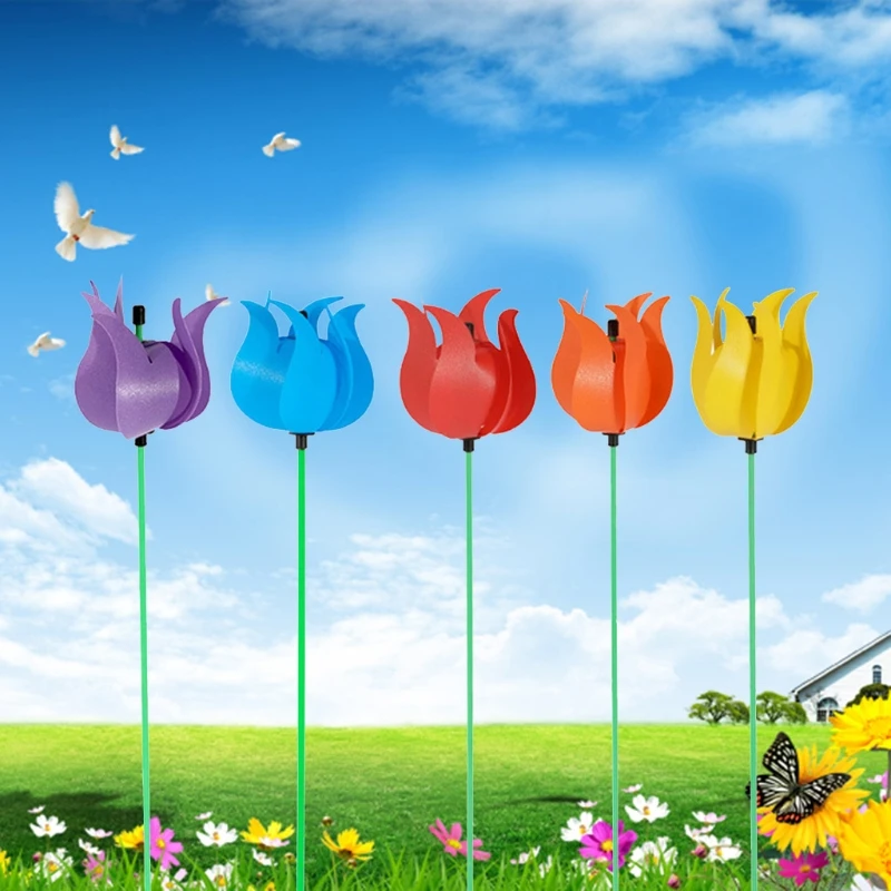 

T84E 5pcs Stripes Wind Spinners Lawn Pinwheels Windmill Party Pinwheel Wind Spinner