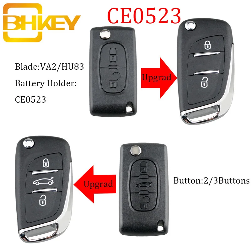 BHKEY VA2/HU83 2/3B Ce0523 модифицированный флип-пульт дистанционного ключа автомобиля оболочки для Citroen Coupe VTR C2 C4 C5 C6 C8 Berlingo Xsara Picasso