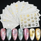 16 шт. золотые серебряные наклейки для дизайна ногтей снежинки Водные Наклейки рождественские Переводные Слайдеры для ногтей все для маникюра советы SASTZ-YA