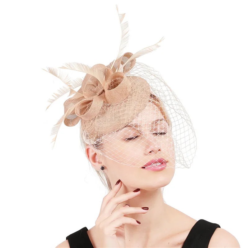 Charming Green Bridal Wedding Mesh Headwear Prom Derby Veils Hoops Fascinator Hats With Hair Clip Vintage Ladies Accessory |