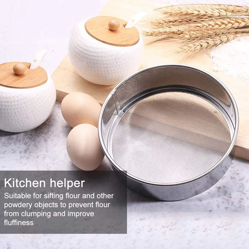 Сито для муки из нержавеющей стали Профессиональный инструмент выпечки сито 6