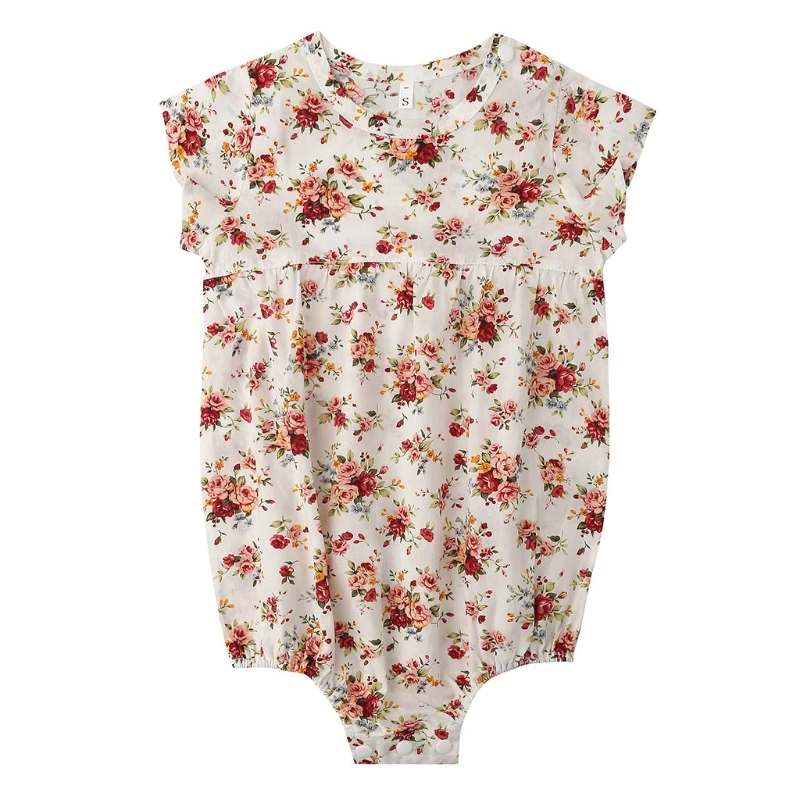 

Baby Summer Clothing Newborn Girl Floral Printed Romper Short Sleeves Jumpsuit