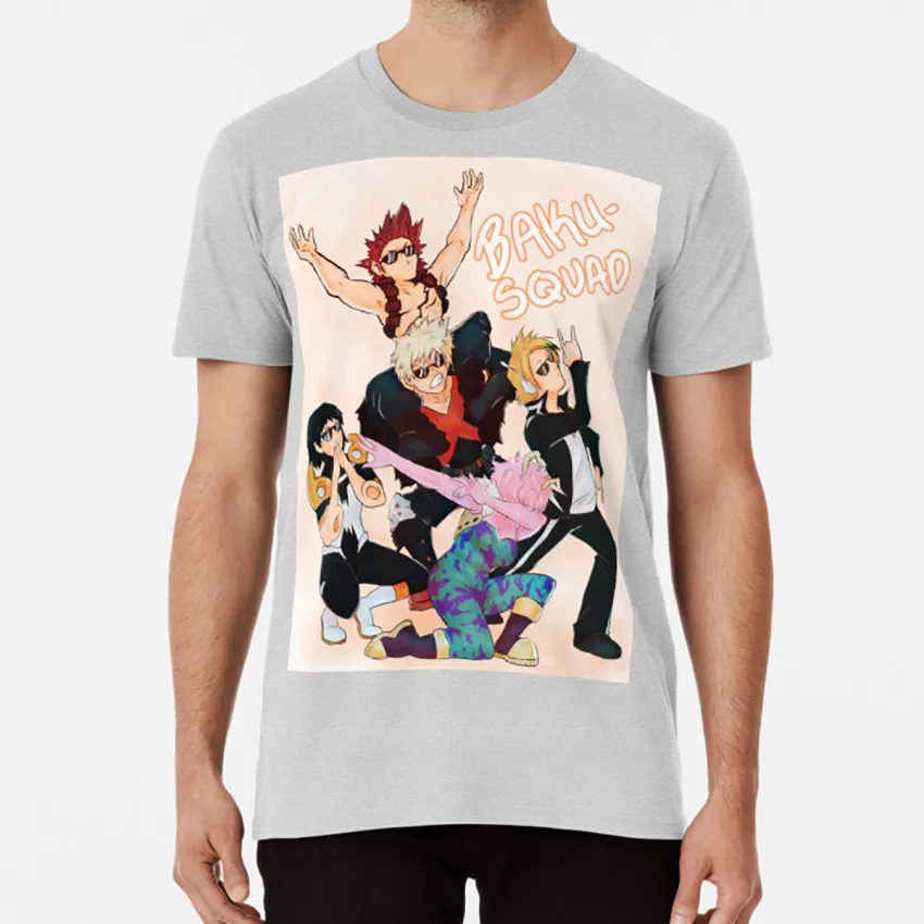 Серый Memesquad 2k18 футболка bnha mina ashido bakugo katsuki denki kaminari sero hanta kirishima eijirou boku no hero academic - Цвет: Серый