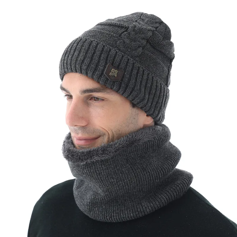 Xthree Winter Skullies Hat For Men Beanies Wool Knitted Scarf With Lining Male Gorras Bonnet Hats Beanie | Аксессуары для одежды