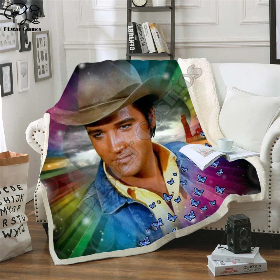 

Newest Elvis singer Patched Design Blanket Plush 3d Printed for Adult Sofa Sherpa Fleece Blanket Wrap Blanket Microfiber 003