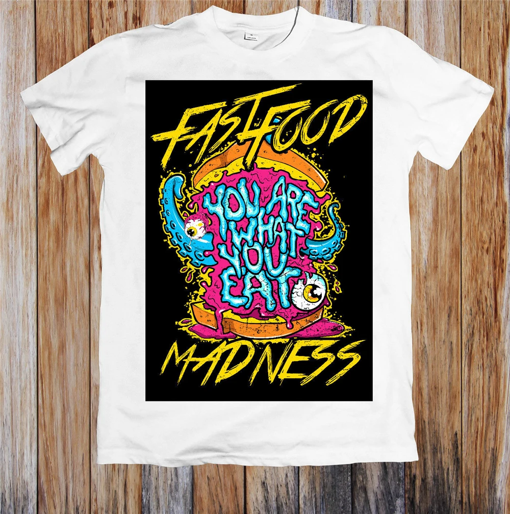 Fastfade Madness You Are What Eat унисекс футболка свободный размер Топ Футболка|Мужские