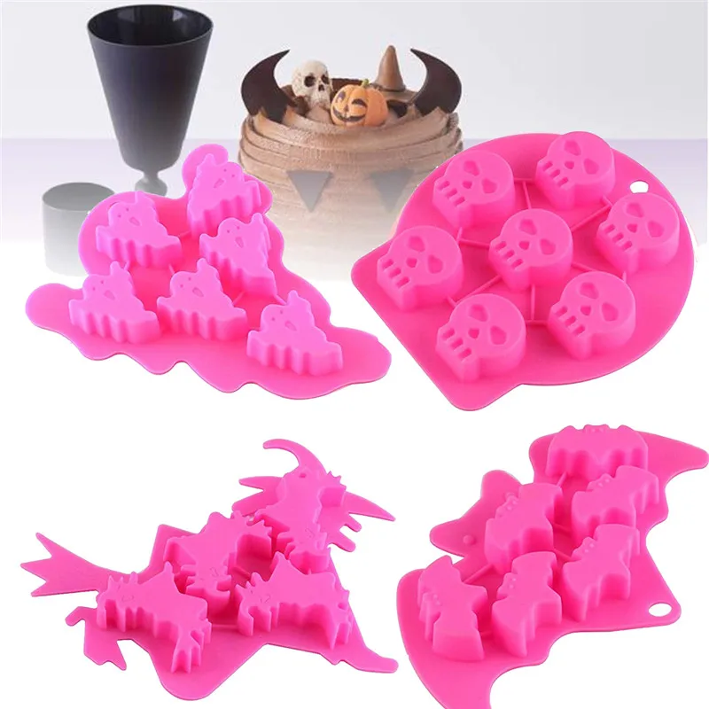 Формы на Хэллоуин ведьма Bone призрачная летучая мышь силиконовая форма для