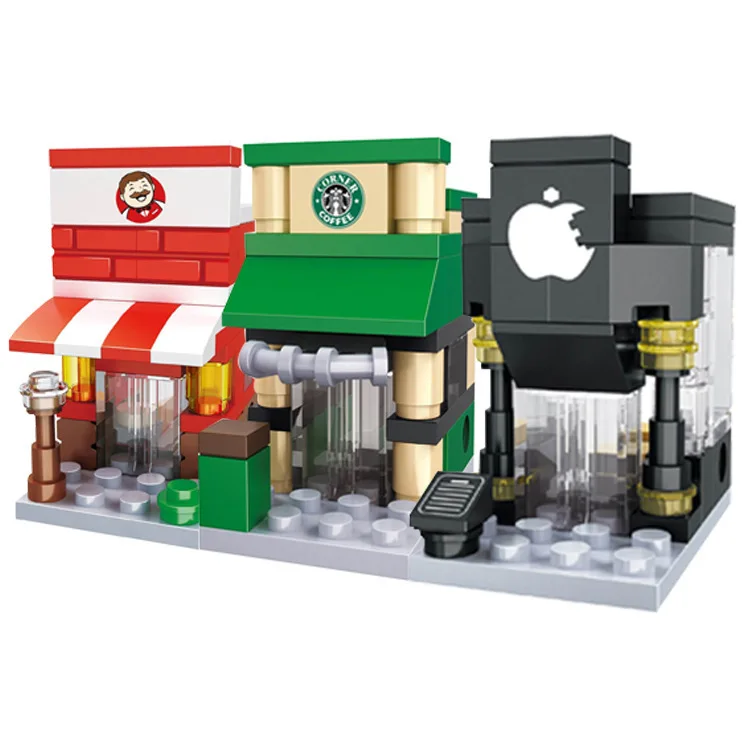 6 шт./компл. городской мини строительный блок улица продовольственный контейнер