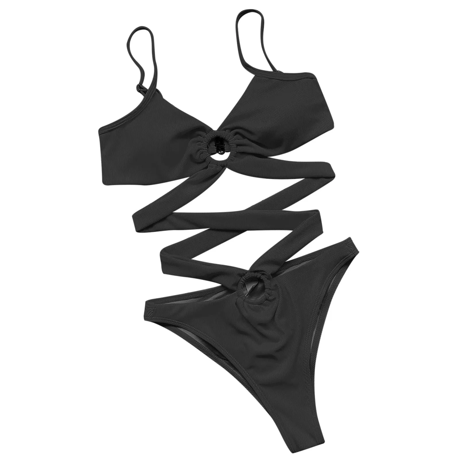 

Bikinis 2021 mujer Women Sexy Fashion One-Piece Bikini Solid Color Swimwear Swimsuit Beachwear Set women swimsuit bikini set