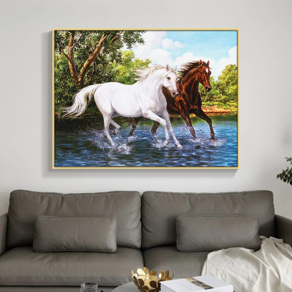 Алмазная 5d картина сделай сам с полным покрытием 3D изображением животных лошадей