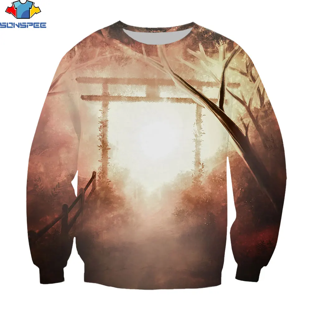 

SONSPEE Japan Traditional Culture Shrine Architecture Building Fashion Street Without Cap Sweatshirt 3D Printing Men Women Tops