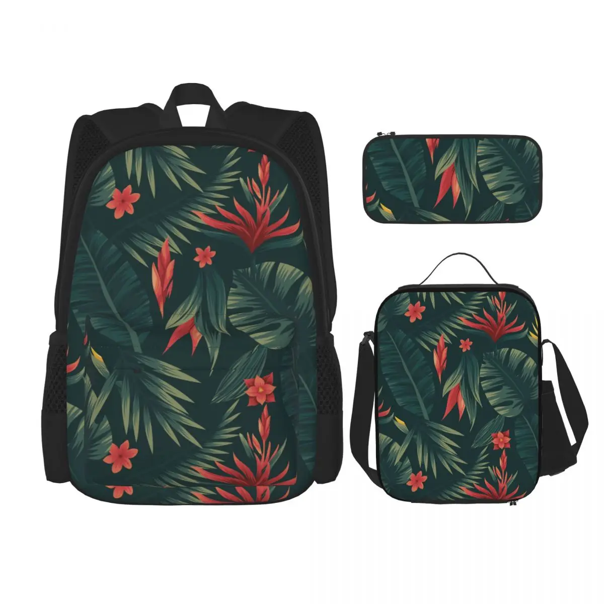 

Tropical Flowers School Bag Set for Teenagers Girls Boys Student Travel Book Bag Kids Mochila