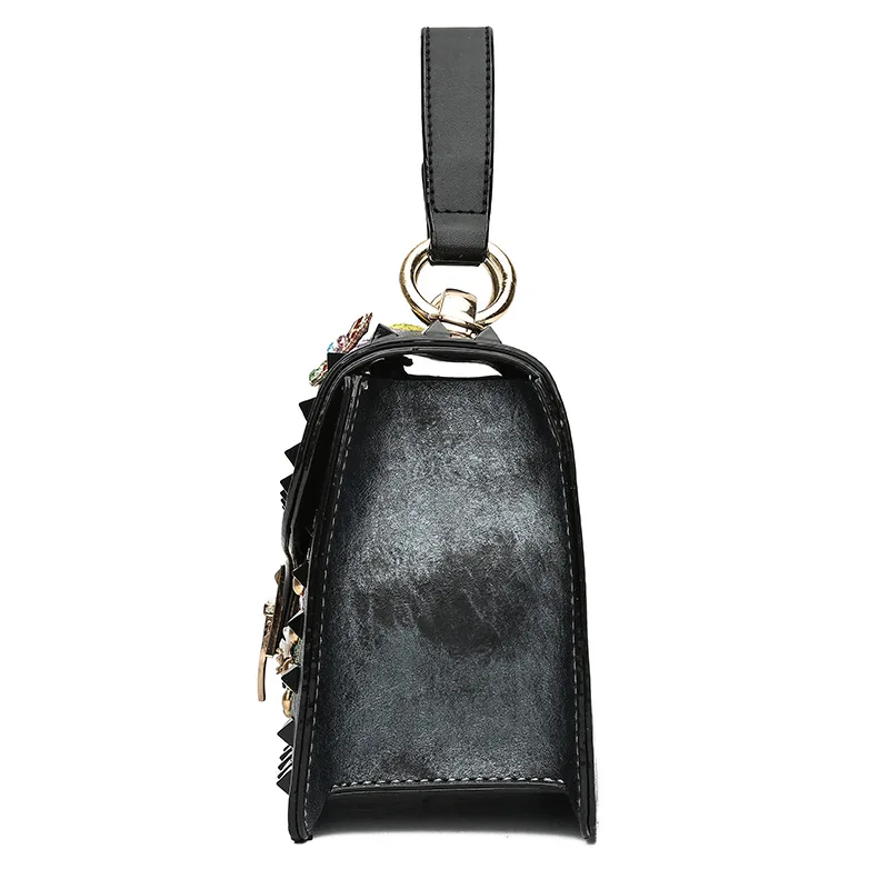 

Ladies Luxury Vintage Embroidered Small Square Bags Fashion Rivet Decoration Shoulder Messenger Bags Female Classic Handbags