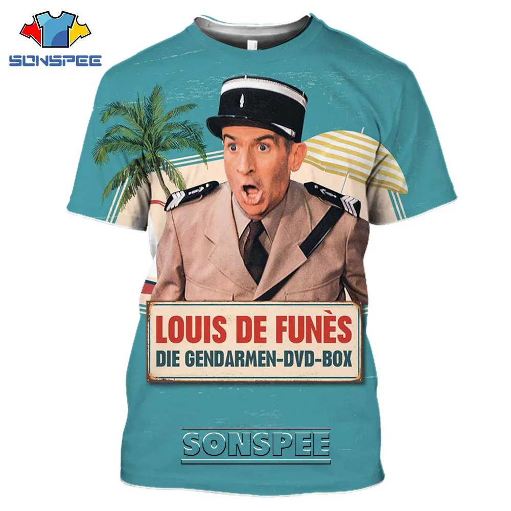 

SONSPEE 3D Print France Comedian Actor Star Louis De Funes Women Men's T Shirt Casual Streetwear Harajuku Funny Fitness Tee Tops