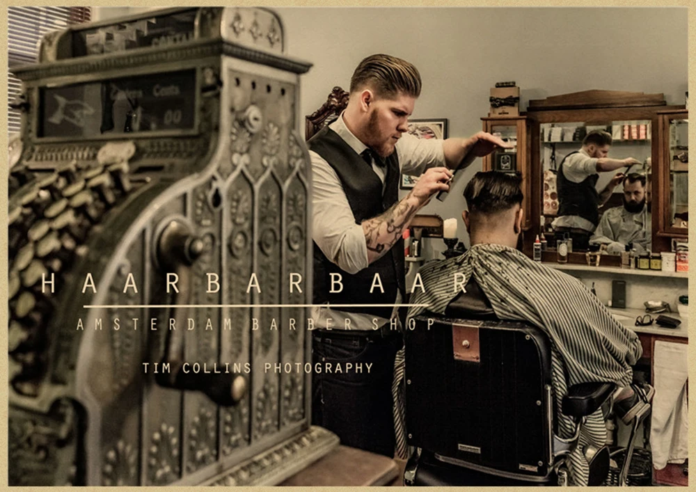 Тату Парикмахерская крафт бумага постер Бар Кафе гостиная столовая настенные