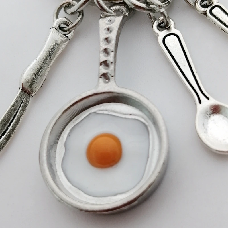 Брелок для ключей с жареным яйцом брелок жареного яйца шеф-повара кухонный