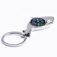 practical small bottle opener keychain for camping zinc alloy material shark shape bottle opener metal with compass gadgets