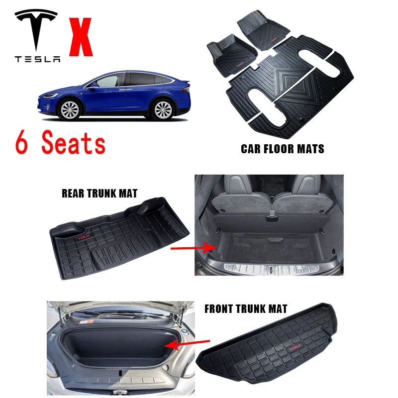 Audew для Tesla модель X TPO передние и задние черные 6/7 сидений автомобильный напольный коврик подходит для любой погоды напольный ковер покрытие водонепроницаемый прочный