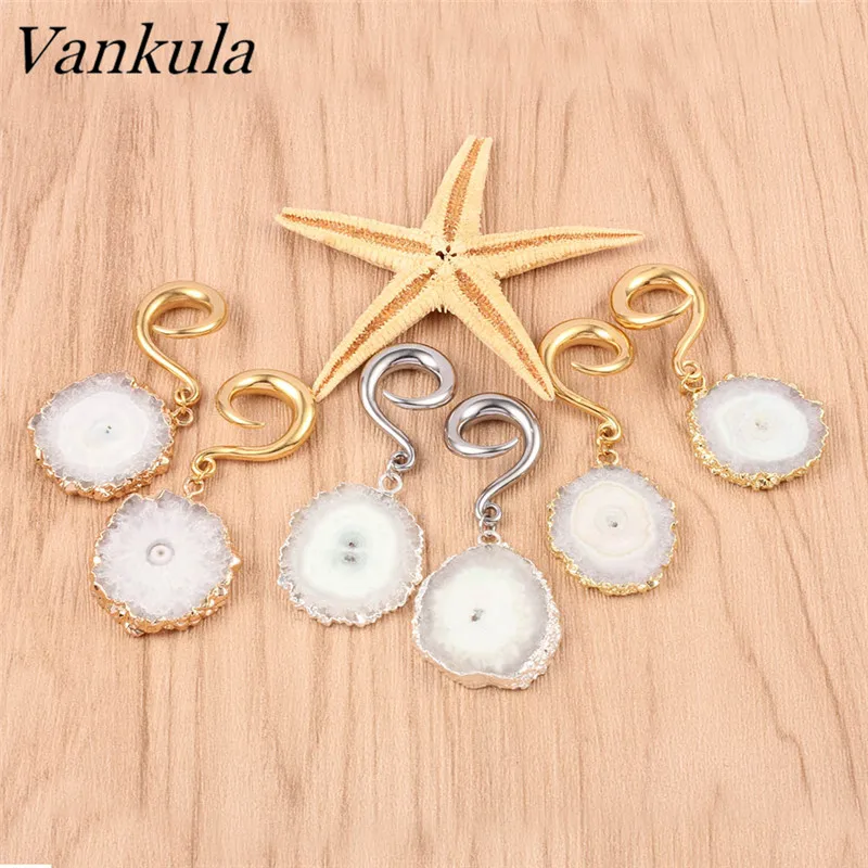 Vankula 3 пары натуральных камней туннели для ушей ушные вешалки из нержавеющей