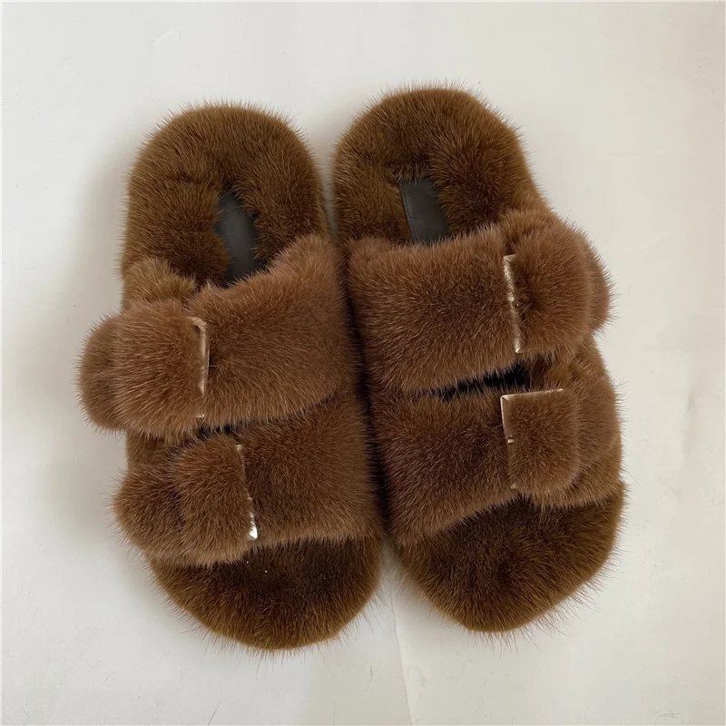 

Women's Slippers Soft Mink Slippers Comfortable Anti Slip And Wear-Resistant Sole Flat Bottomed Slippers
