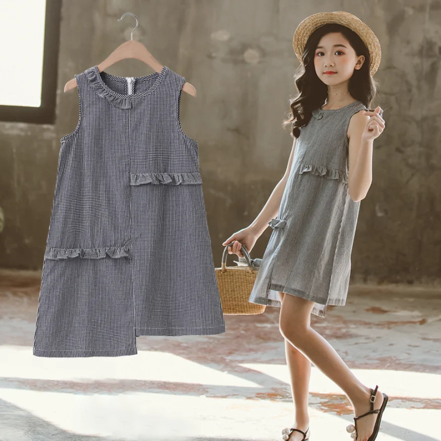 

Летние платья для девочек 2021 Корейская версия нового среднего и большого детей Повседневное платье с коротким рукавом юбка принцессы