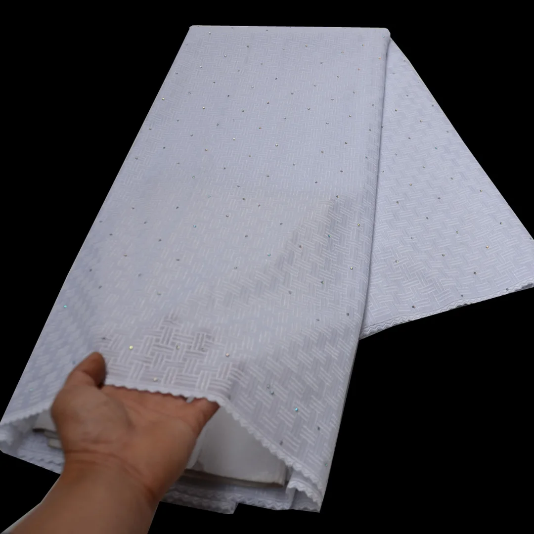 

(5 ярдов/шт.) белая Африканская Хлопковая кружевная ткань, простая и элегантная мягкая швейцарская вуаль, кружевная ткань для вечернего плат...