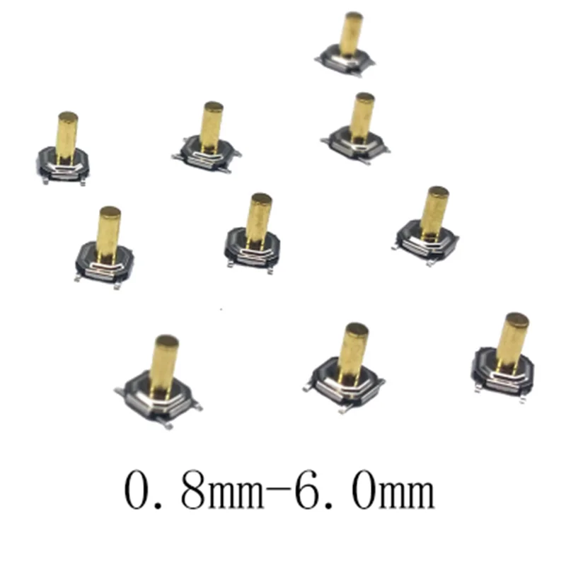 

12V 0.5A 5.2*5.2*0.8mm-6.0mm 4 Pin SMT Push Button Switch Metal Tactile Micro Tact Touch Switch Copper Interruptor 100 pcs/lot