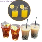 1:12 полимерный кукольный домик, миниатюрная чашка для воды с лимонным молоком, чашки для воды, игрушка, миниатюрные декоративные подарки