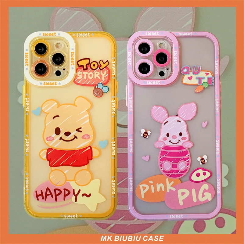 

Disney Anime Cute Winnie The Pooh for iPhone 13 Pro Max Case Piglet Cover Shell For iPhone 11 12 Pro Max X XR XS 7 8 Wholesale