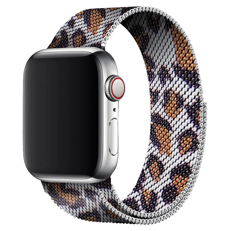Серый леопардовый ремешок для часов 40 мм 44 мм для Apple Watch Series 4 магнитный ремешок из нержавеющей стали 38 мм металлический браслет 42 мм для Iwatch 2