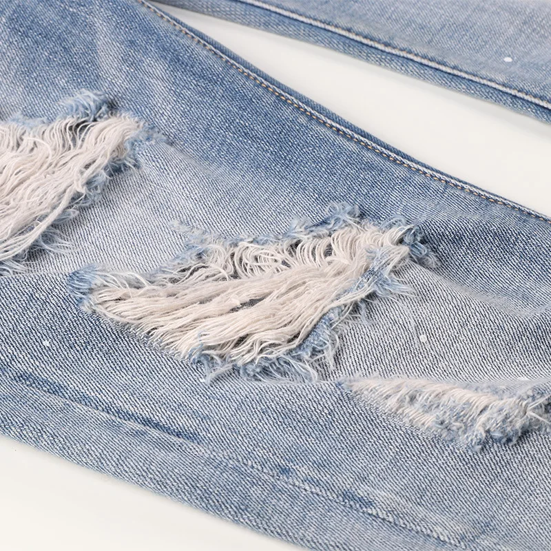 

2020 Men's Jeans New Hole Slim Trousers Denim Elastic Skinny Cotton Male Male Pencil Pants Ripped Jeans for Men Men Jeans Pants