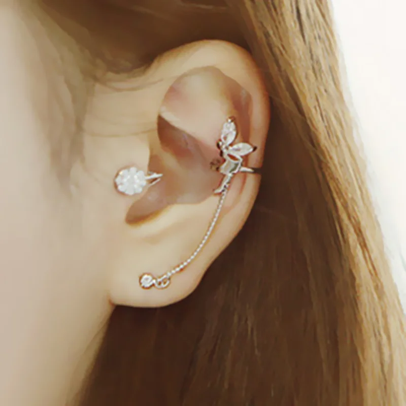 1 Модный комплект из двух предметов с рисунком листьев Кристальные серьги