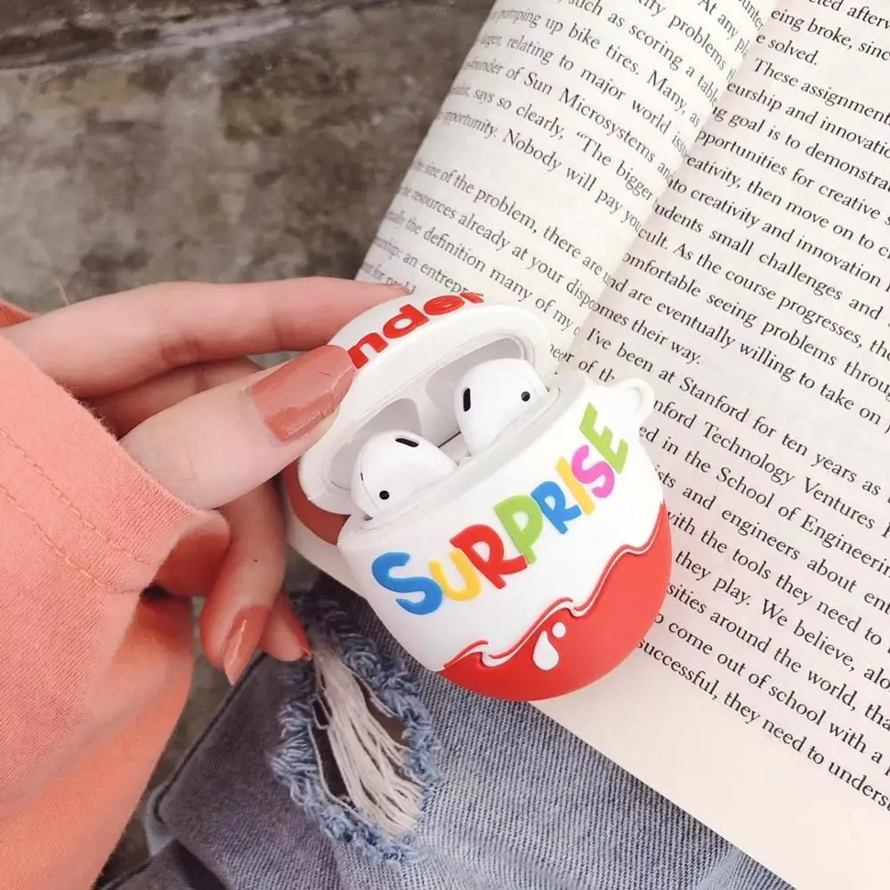Милый kinder fun eggs беспроводной Bluetooth чехол для наушников AirPods 2 1 шоколадный сюрприз 3D