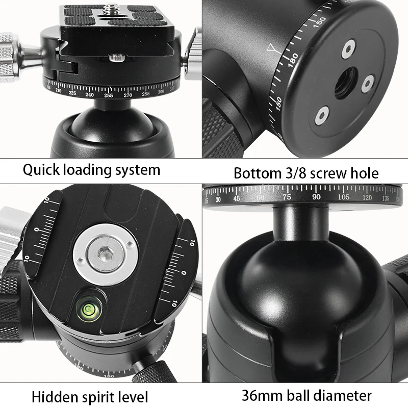 

Professional Camera Tripod Head Ball Head 720 Degree Double Panoramic Aluminum Ball Heads For Monopod, SLR, Digital Camera
