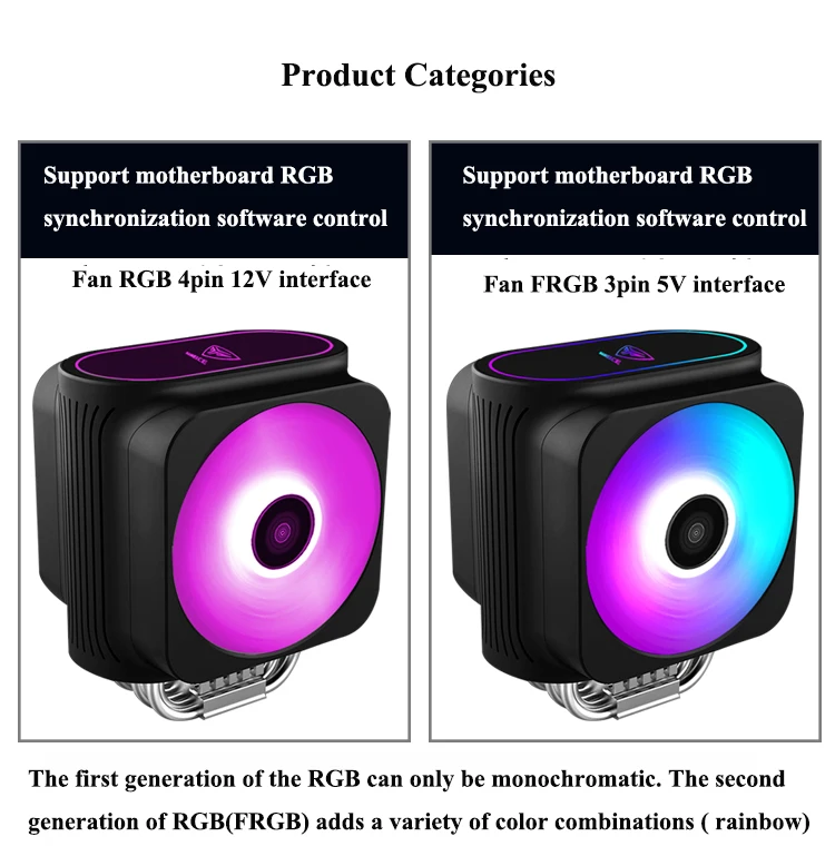 Pccooler RGB dual 120 мм/12 см PWM кулер для процессора с 6 медными тепловыми трубками, высокопроизводительный охлаждающий вентилятор