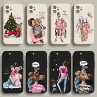 punqzy cute mama of girl boy mom baby phone case for iphone 13 12 pro max 11 xr 7 6 8 plus x xs max holiday gifts soft tpu cover