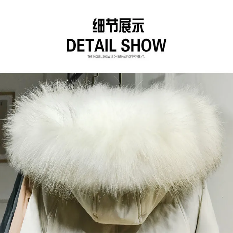 

Winter Jacket Women Hooded 2020 White Duck Down Parkas Medium Long Slim Coats Large Real Raccoon Fur Collar Warm Outwear