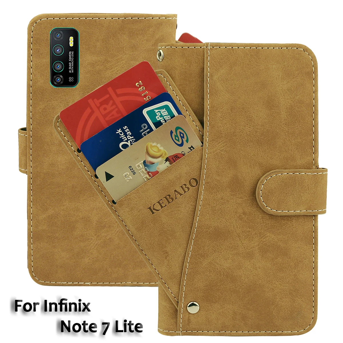 

Кожаный чехол-кошелек Infinix Note 7 Lite, 6,6 дюйма, модный роскошный чехол с откидной крышкой и отделениями для карт, деловые магнитные чехлы для тел...