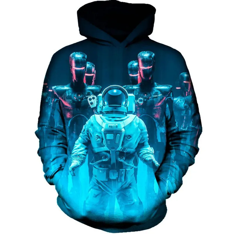 

New 3D printing robot Hoodie Unisex zipper Hoodie men's and women's casual Street hip hop Harajuku Hoodie