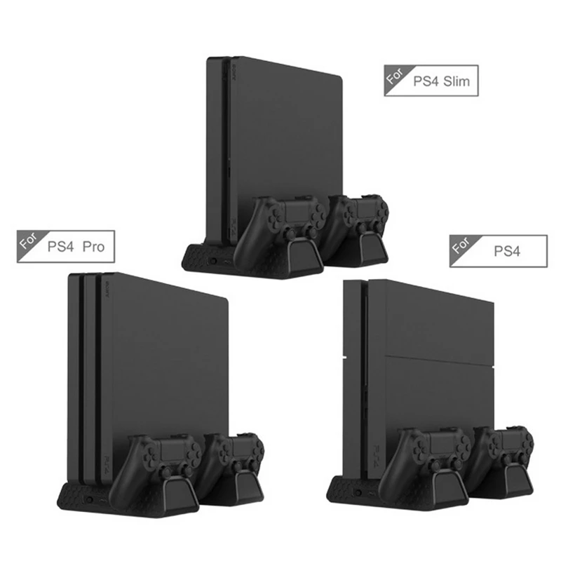 Многофункциональная вертикальная подставка PS4/Slim/PRO с охлаждающим вентилятором