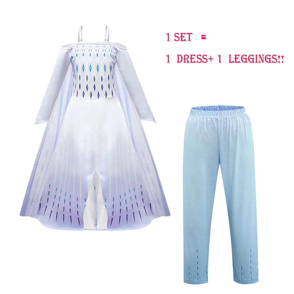Снежная королева 2 летнее платье Эльза для девочек леггинсы комплект одежды