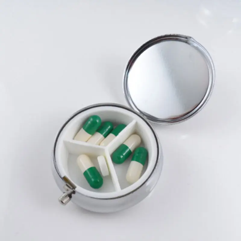 

1pcs/lot Mini Metal Round Silver Tablet Pill Boxes Holder Advantageous Container Medicine Case Small Storage