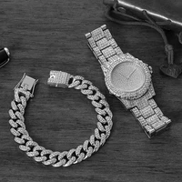watch bracelet for women cuban chain charm bracelet iced out watch for women simple diamond gold watch set jewelry set gifts