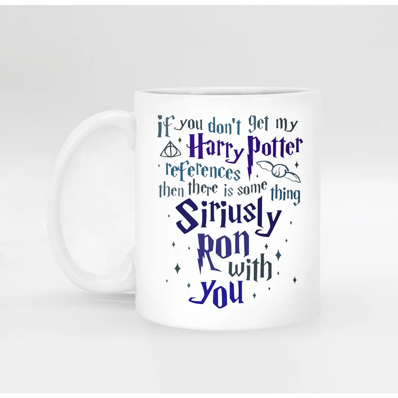 Drop shipping Espresso Patronum Harry Funny Cartoon Ceramic white Mug Tea Cups Two Sides 11OZ Ron with you | Дом и сад